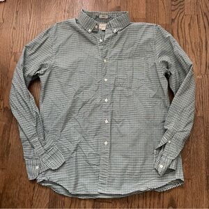 J. Crew Pima Cotton Gingham Plaid Green Men's Button Down Shirt Men’s Large
